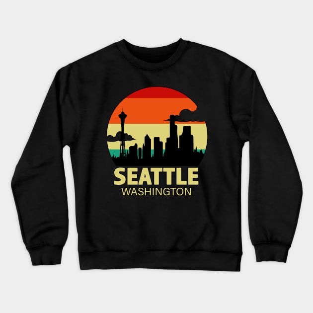 Seattle Washington Cloudy Sunset Crewneck Sweatshirt by RKP'sTees